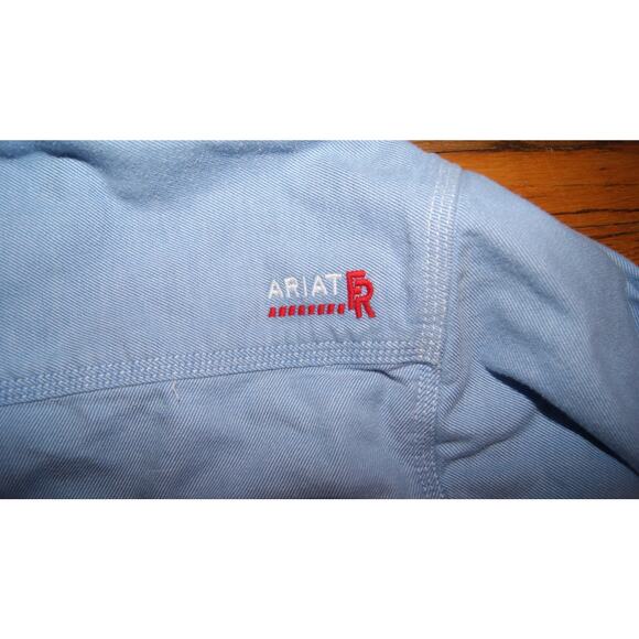 Ariat FR Shirt Mens L Blue Flame Resistant Button Up CAT 2 Workwear 8.9 ATPV - Picture 10 of 14